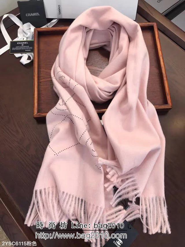 CHANEL香奈兒最新款 燙鑽logo羊絨圍巾 2YSC6115 LLWJ7048